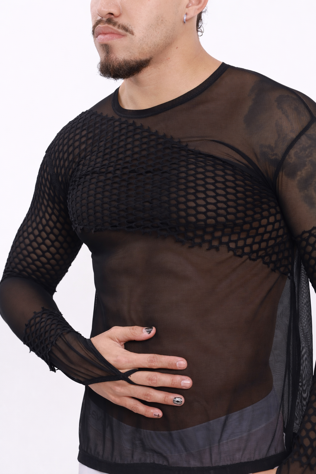 Noir Mesh Long Sleeve Shirt