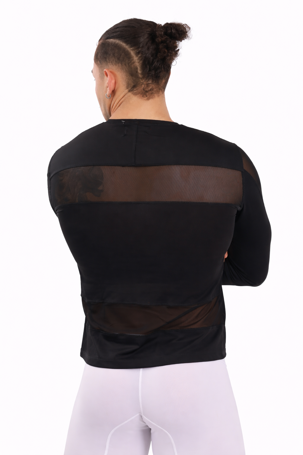 Noir Mesh Panel Long Sleeve Shirt