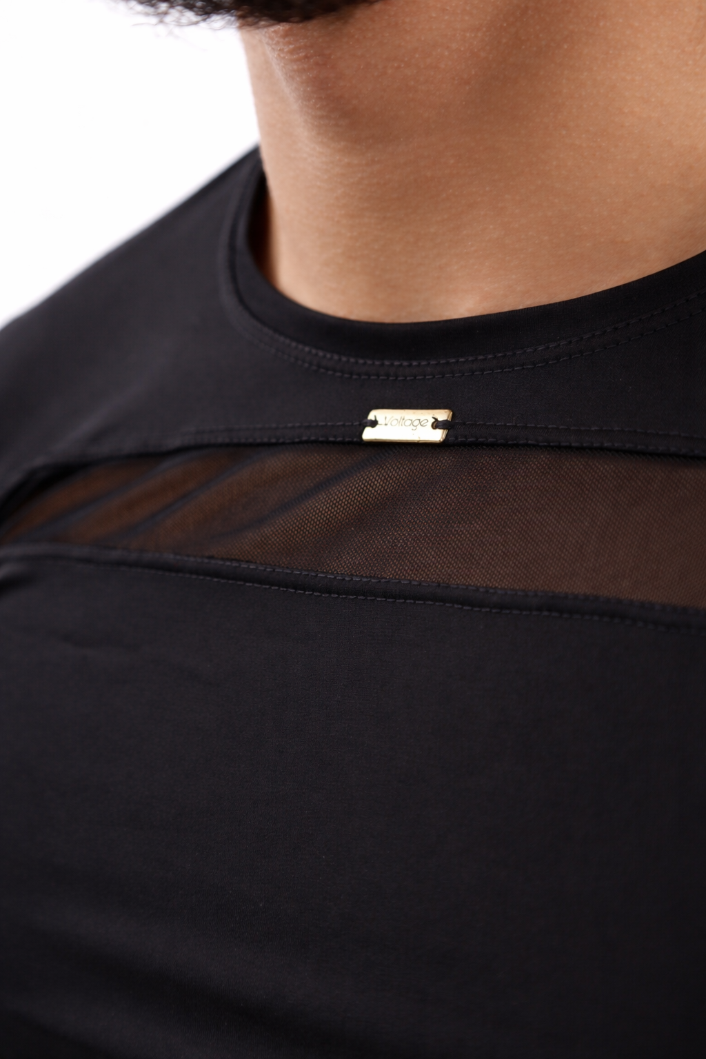 Noir Mesh Panel Long Sleeve Shirt