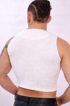White Zip Crop Tank