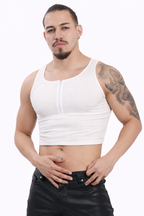 White Zip Crop Tank