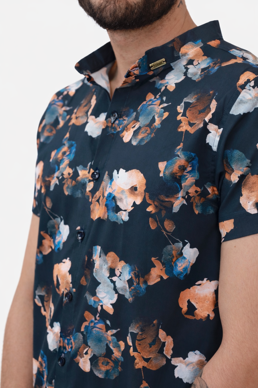 Midnight Bloom Collar Shirt Set