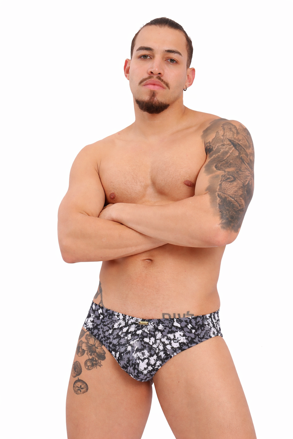 Monochrome Mottle Swim Brief
