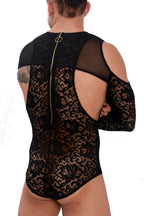 Noir Lace Cutout Long Sleeve Body
