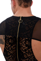 Noir Lace Cutout Long Sleeve Body