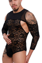 Noir Lace Cutout Long Sleeve Body