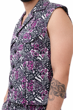 Amethyst Safari Sleeveless Collar Shirt Set