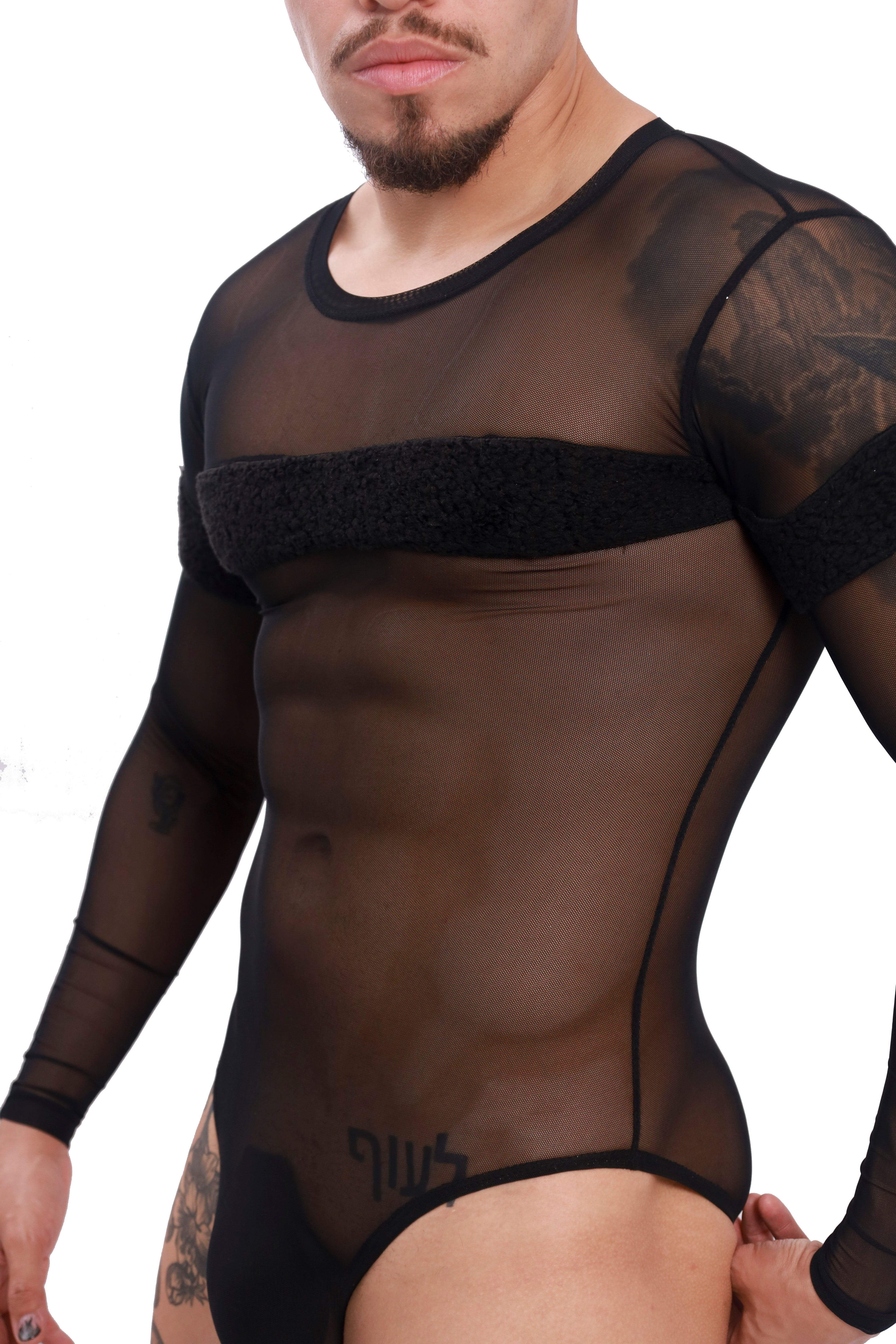 Noir Plush Panel Long Sleeve Body