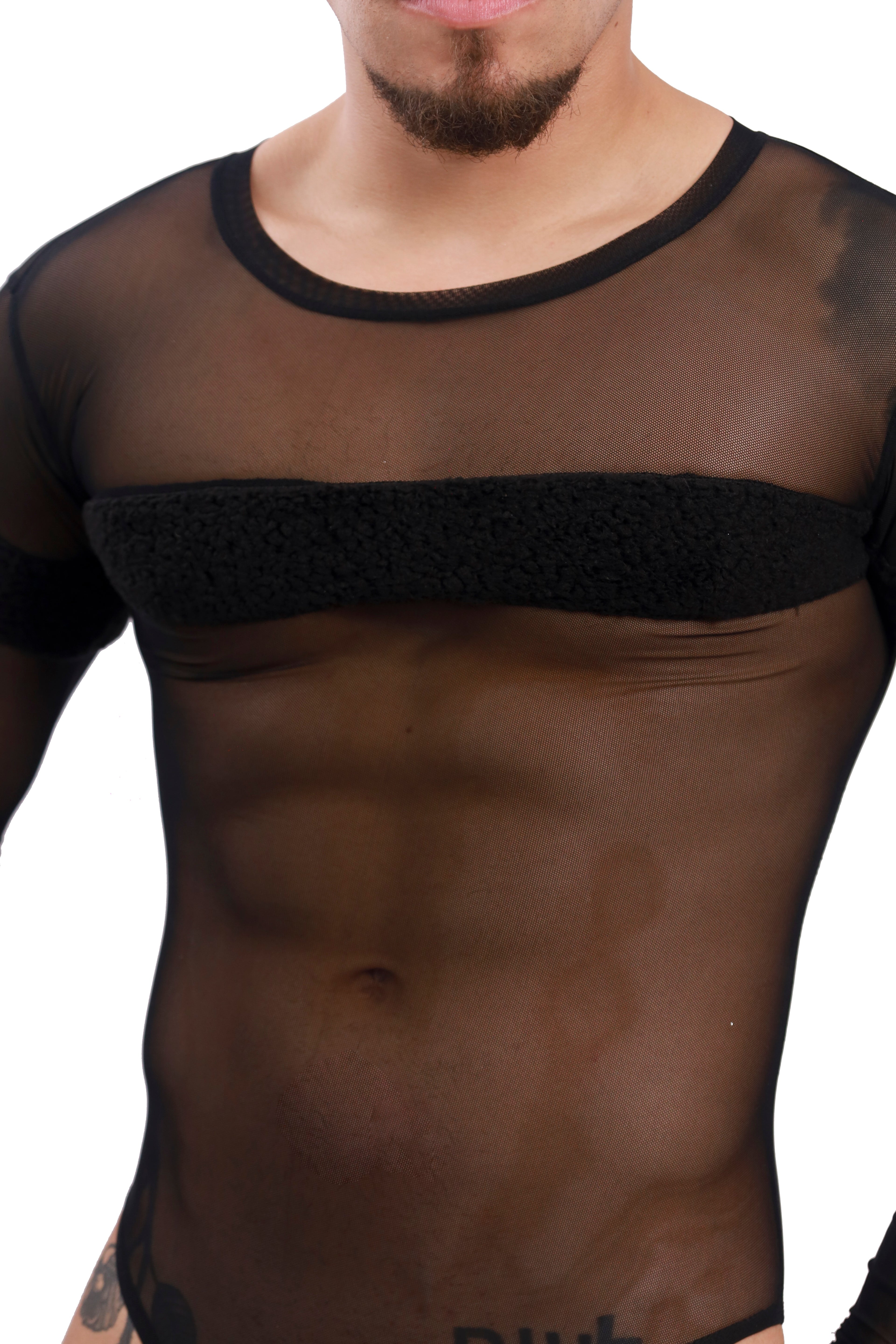 Noir Plush Panel Long Sleeve Body