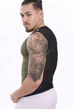 Olive Mesh Back Tank