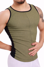 Olive Mesh Back Tank