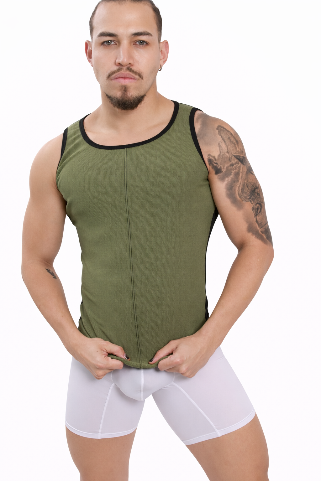 Olive Mesh Back Tank