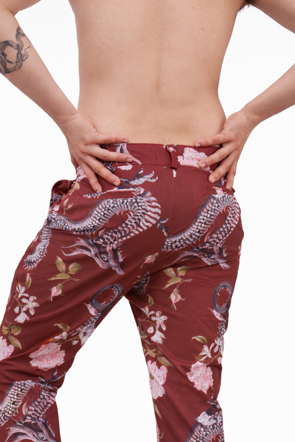 Burgundy Dragon Straight Cut Pants