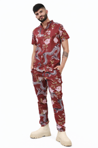 Burgundy Dragon Straight Cut Pants