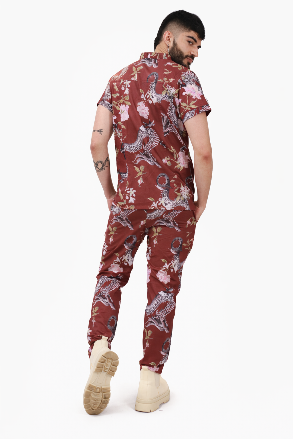 Burgundy Dragon Straight Cut Pants
