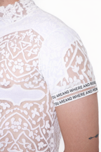Ivory Lace Mockneck T-Shirt