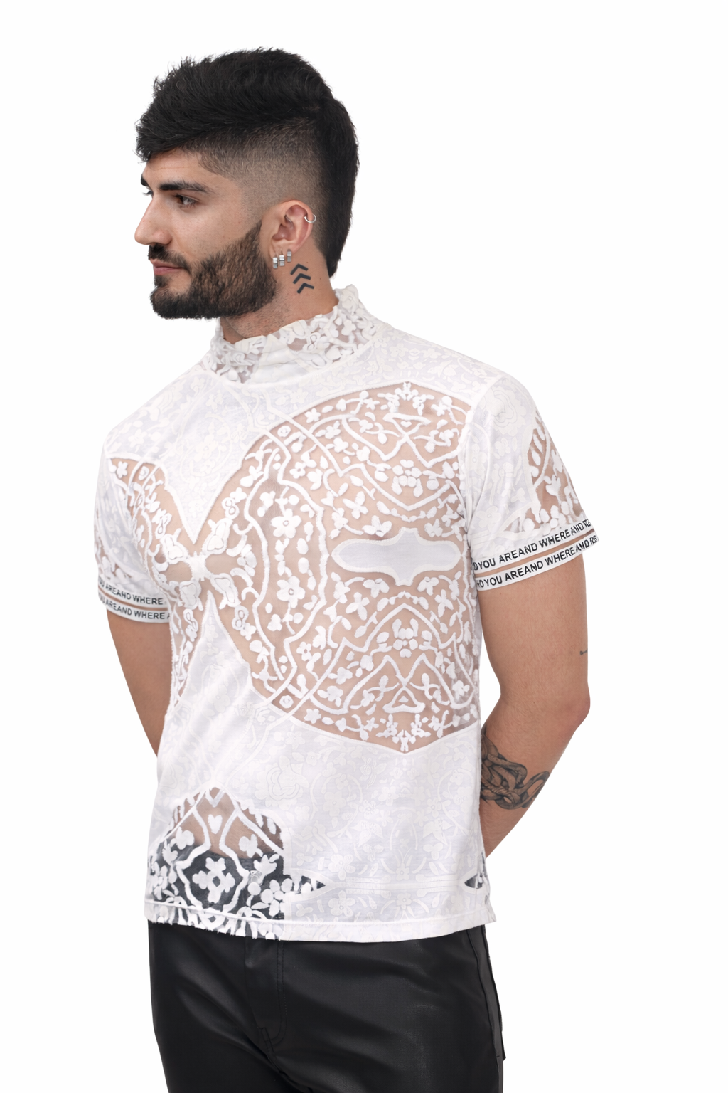 Ivory Lace Mockneck T-Shirt