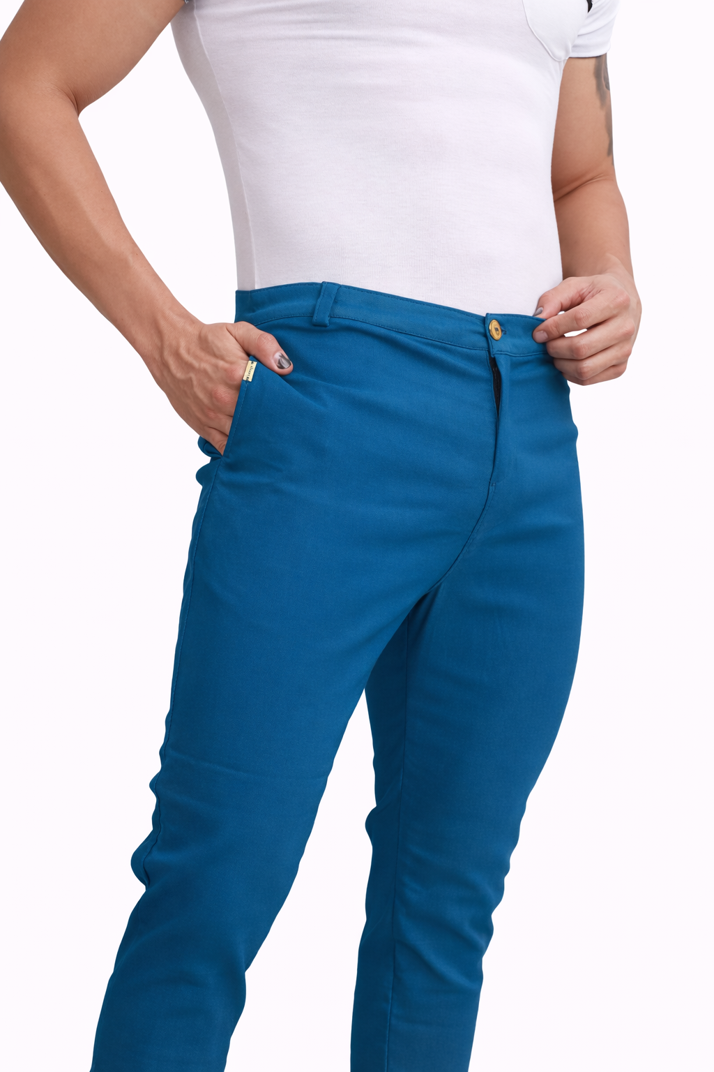 Turquoise Straight Cut Pants