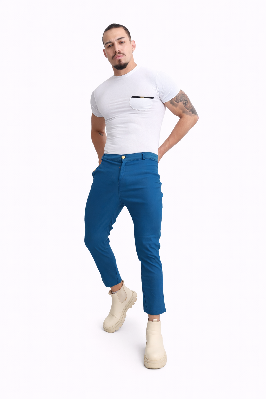 Turquoise Straight Cut Pants